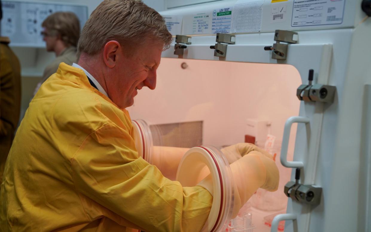 Oliver Dowden, the Deputy Prime Minister, visits Porton Down, the top secret defence establishment in Wiltshire