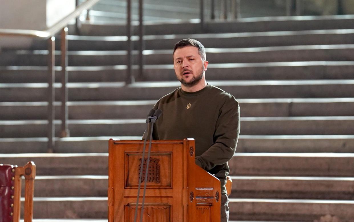 Volodymyr Zelensky addresses parliamentarians in Westminster Hall - WPA Pool