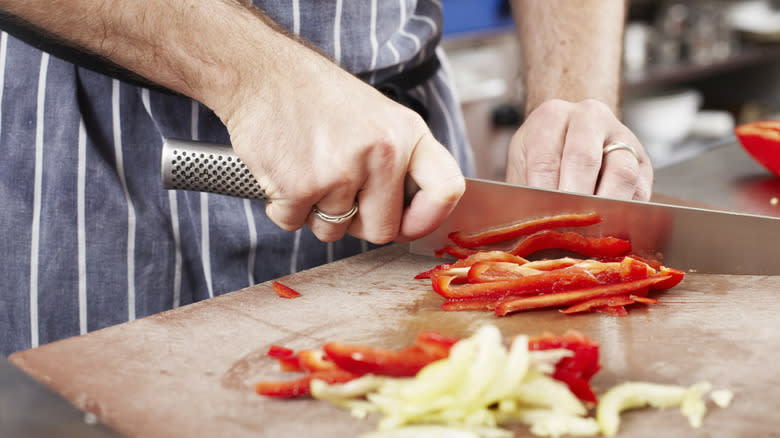 chopping veggies