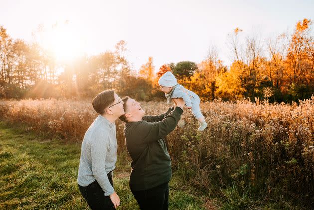 Iris and Tori Saunders with their baby.