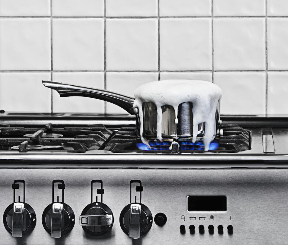 pot boiling over making a mess  so you need to know how to clean gas stovetop burners