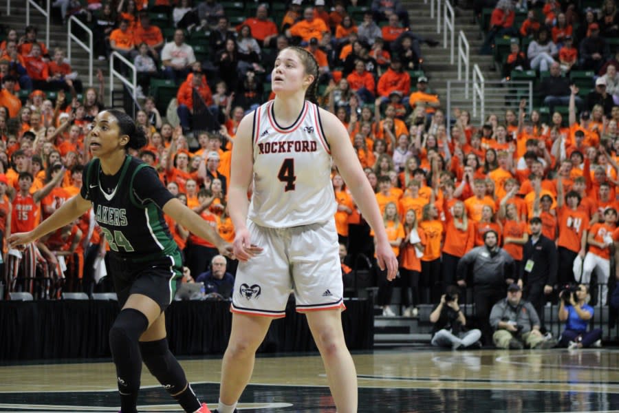 Rockford played West Bloomfield in the MHSAA girls basketball semifinals on March 22, 2024. (Andrew McDonald/WOOD TV8)