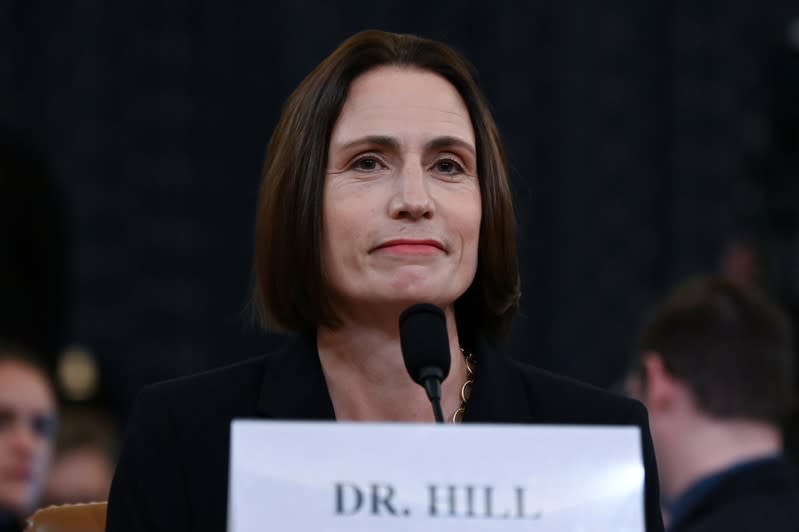 Fiona Hill testifies before a House Intelligence Committee hearing as part of the impeachment inquiry into U.S. President Donald Trump on Capitol Hill in Washington