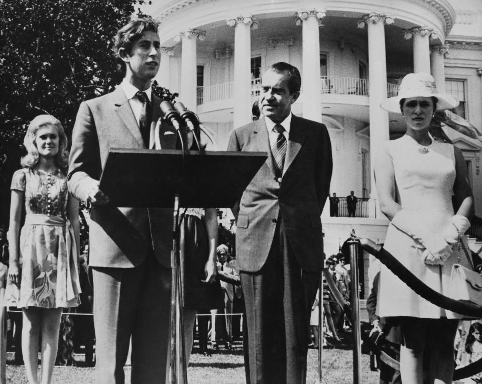 prince charles and princess anne received by president richard nixon at white house in washington on july 18th 1970