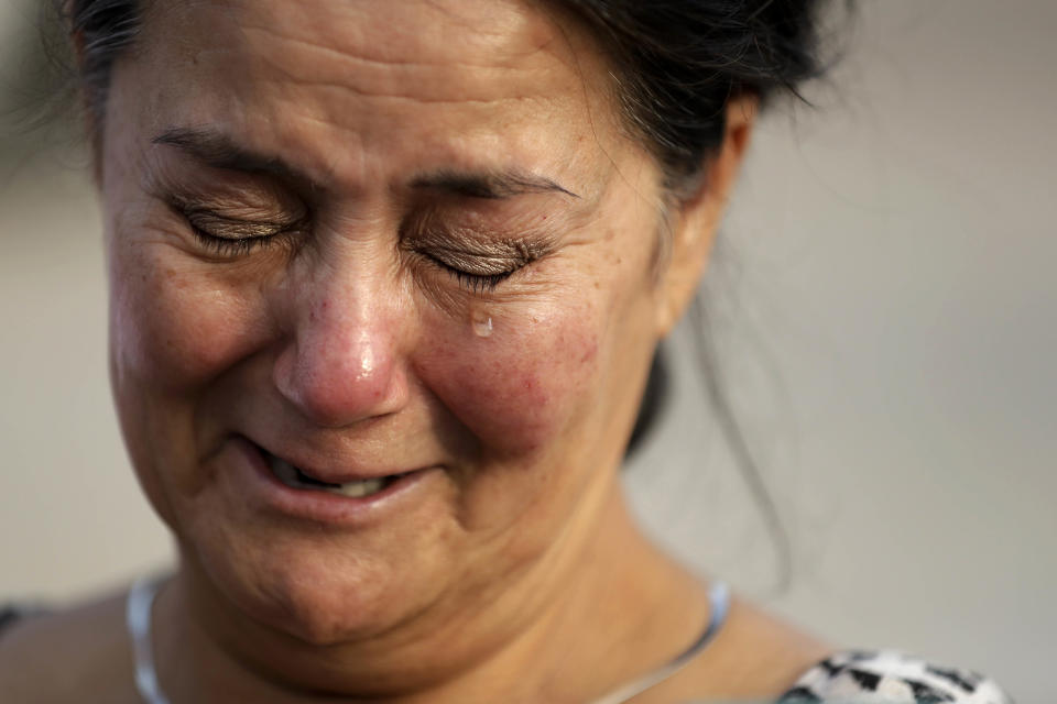 <p>Frances Breaux cries as she talks about her fears for two close friends who live near the Arkema Inc. chemical plant Thursday, Aug. 31, 2017, in Crosby, Texas. Breaux said her close friends, an elderly couple that live close to the plant, have not been heard from Thursday. The Houston-area chemical plant that lost power after Harvey engulfed the area in extensive floods was rocked by multiple explosions early Thursday, the plant’s operator said. (Photo: Gregory Bull/AP) </p>