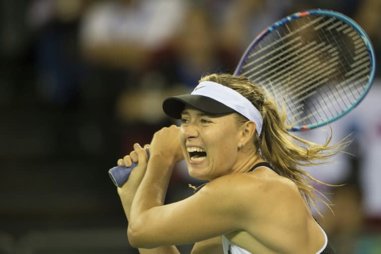 Maria Sharapova of Russia, seen in action during the Wuhan Open tournament in China's Hubei province, on September 28, 2015