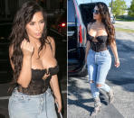 Kim Kardashian hatte nach dem Dessous-Shooting offenbar vergessen, sich wieder ein Top anzuziehen – der sexy Spitzenbody mit Mega-Ausschnitt, in dem sie diese Woche Miami in tiefe Verwirrung stürzte, sah nämlich nicht nur aus wie direkt aus dem Schlafzimmer, sondern passte auch kein bisschen zu den Destroyed-Jeans und den Cowboy-Boots von Yeezy und … (15. September 2016, Bilder: Getty Images)