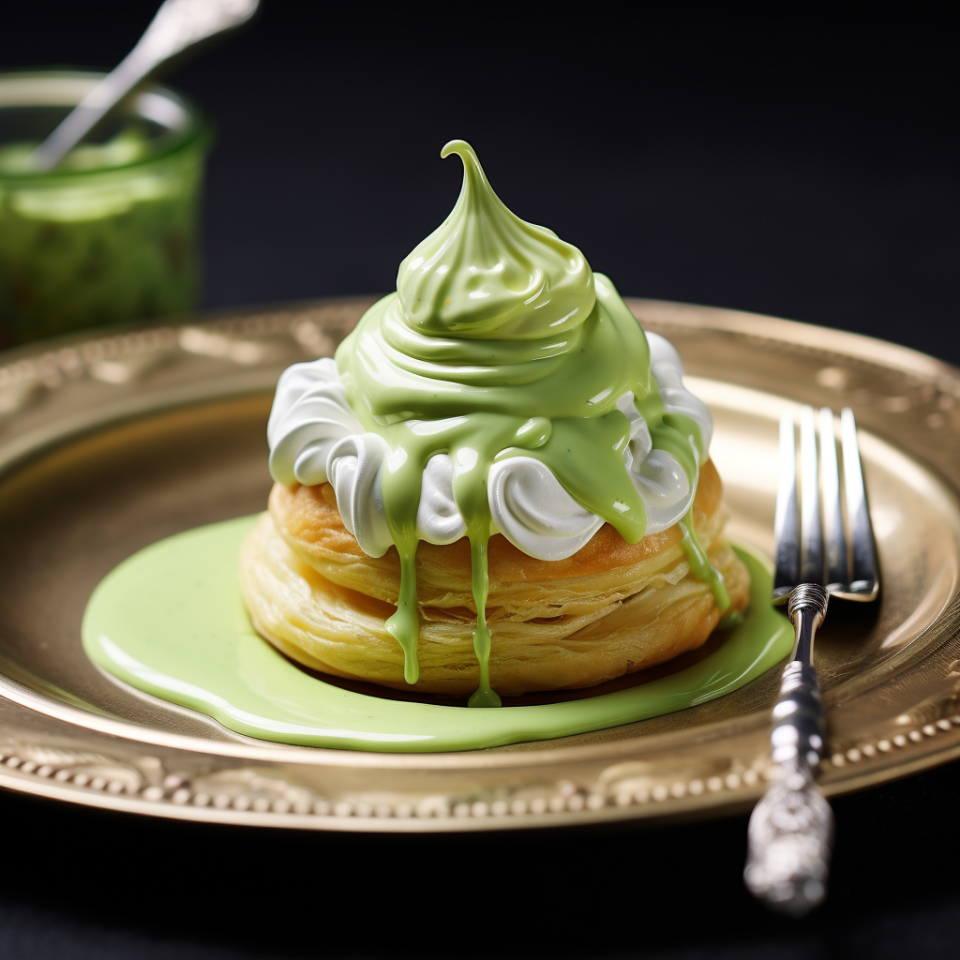 pastry dessert with green cool whip