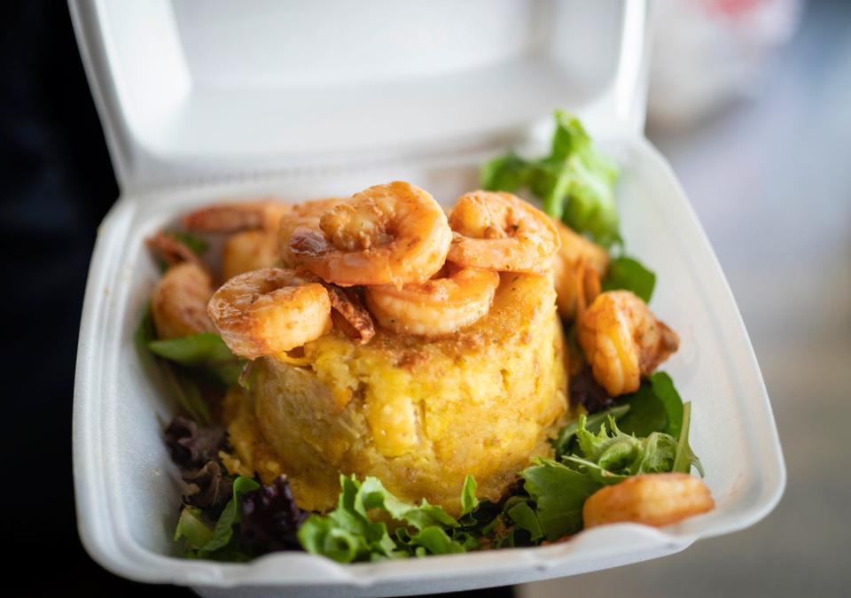 Mofongo con camarones, a fried plantains dish from Phoenix Coqui. The Puerto Rican restaurant opened in Feb. 2022 at 4041 N. 15th Ave.,  Phoenix.