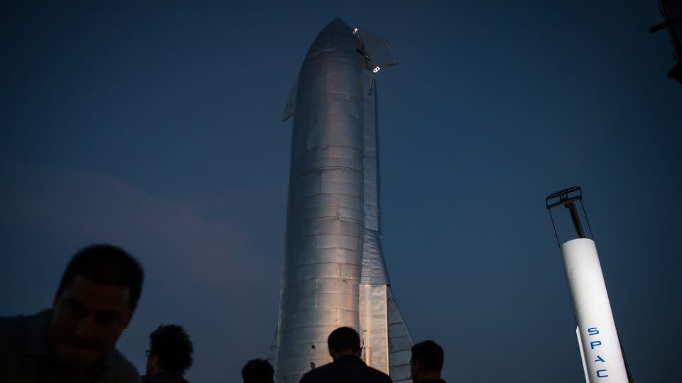 A prototype of SpaceXs Starship is pictured at the company's Texas launch facility on September 28, 2019 in Boca Chica near Brownsville, Texas.  - Loren Elliott/Getty Images