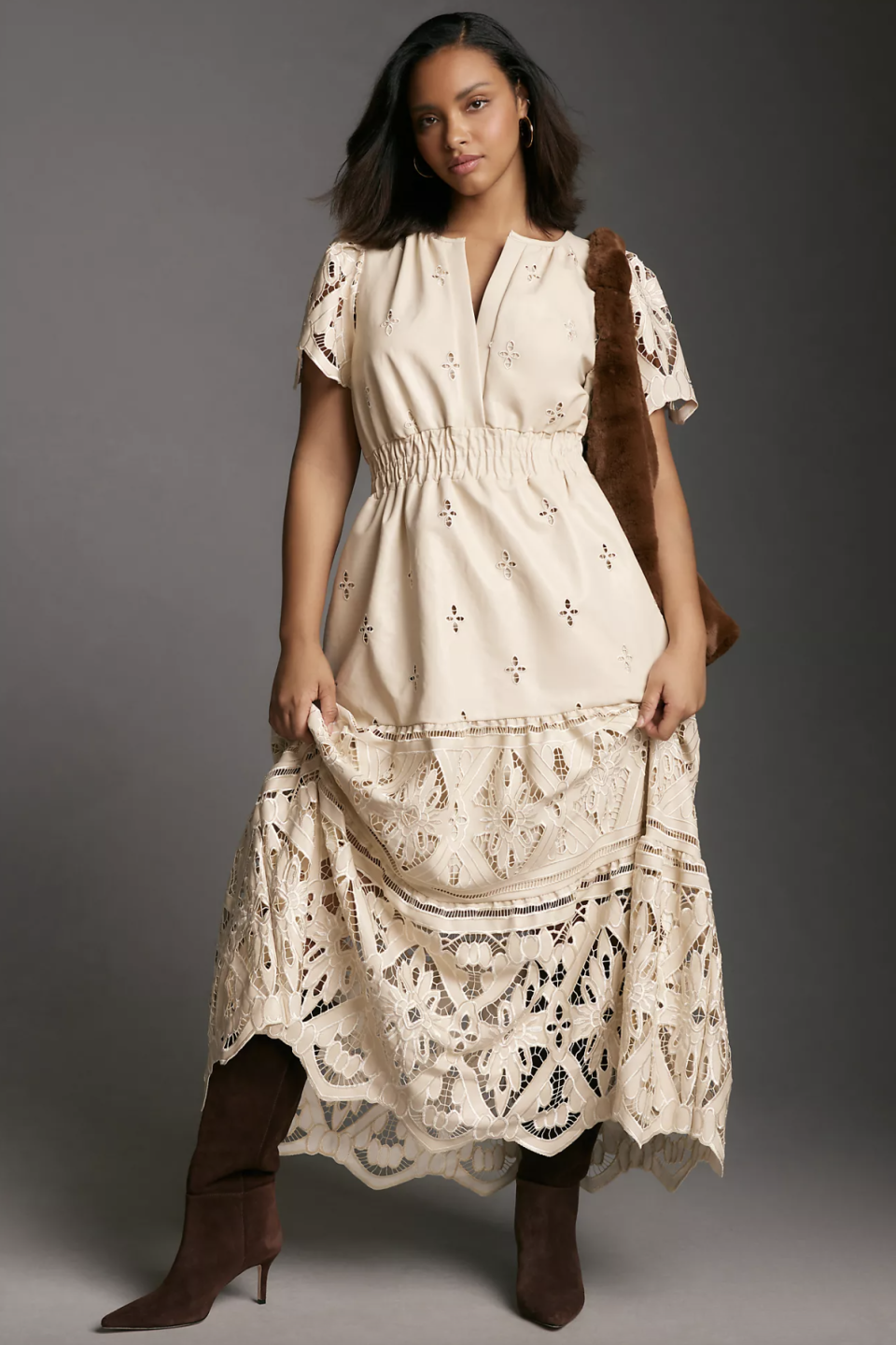 The Somerset Maxi Dress: Faux Leather Embroidered Edition (photo via Anthropologie)