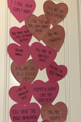 <p>Khloe Kardashian/Instagram</p> Khloé's Valentine's Day decorations on True's door