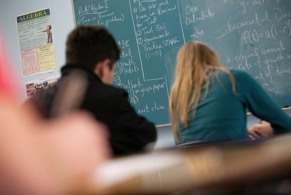 Students in class at Bowie High School in Austin. 
