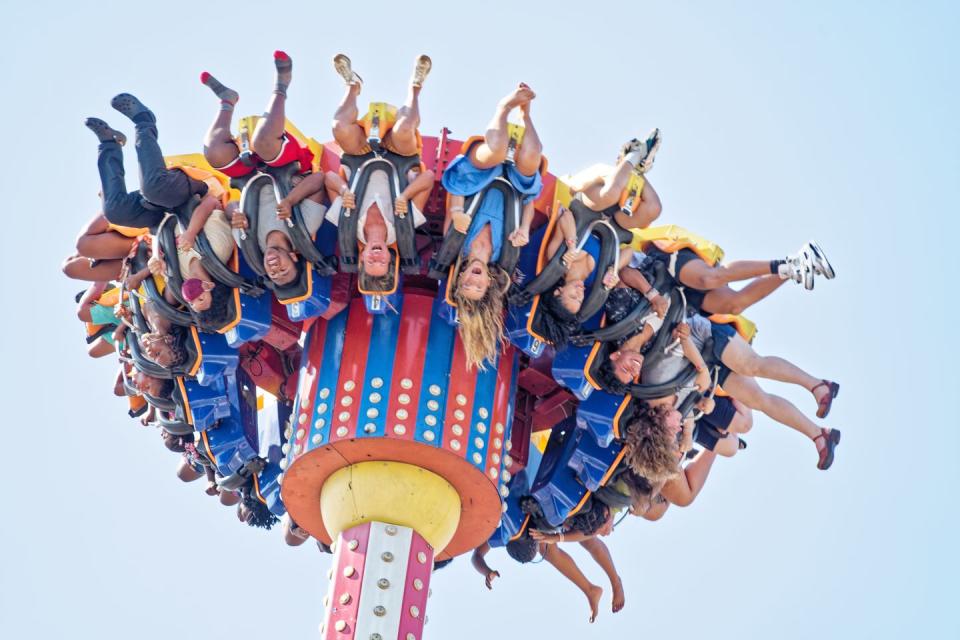 a group of people on a ride