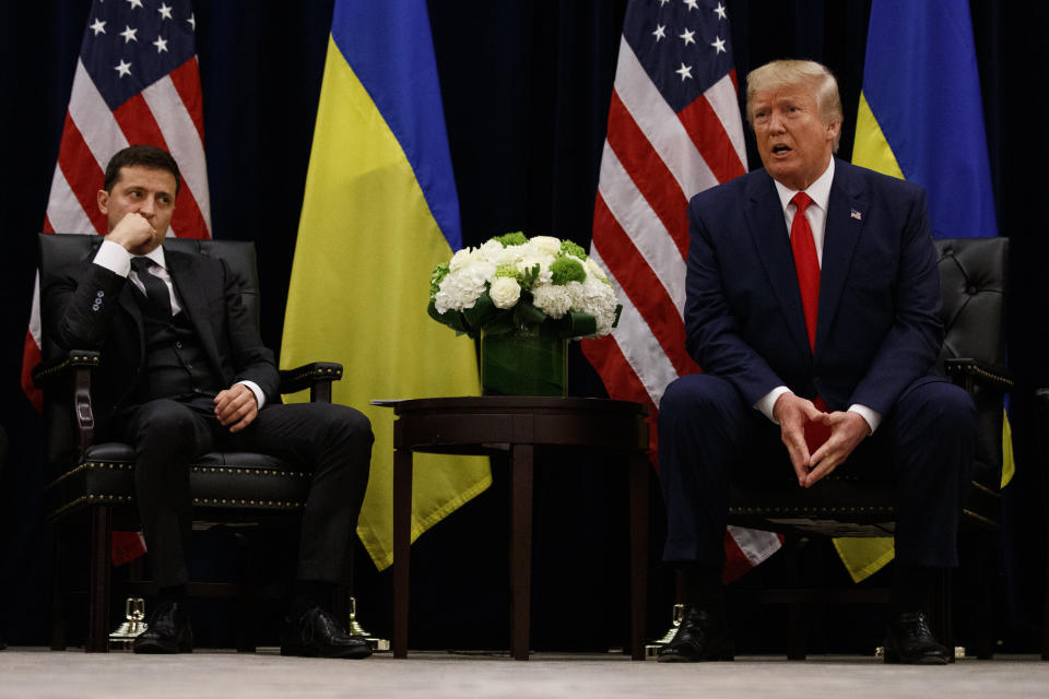 President Donald Trump meets with Ukrainian President Volodymyr Zelenskiy during the United Nations General Assembly on Sept. 25. (Photo: Evan Vucci/ASSOCIATED PRESS)