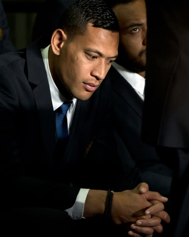 Wallabies' fullback Israel Folau attends the Australian rugby union World Cup squad's announcement event in Sydney, on August 21, 2015