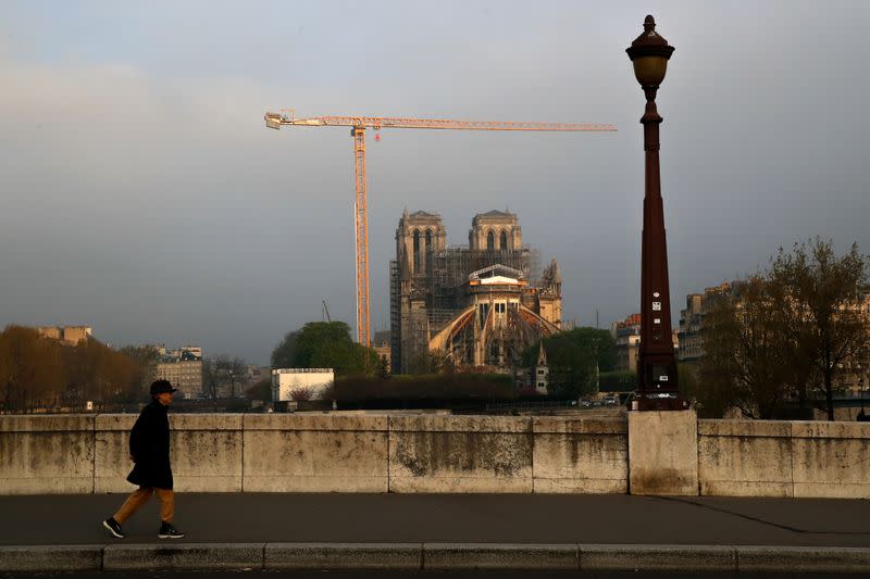 Notre Dame Cathedral in Paris ahead of Easter celebrations to be held under lockdown