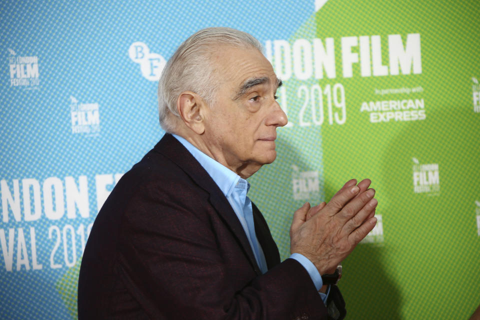 Director Martin Scorsese poses for photographers at the photocall of the film 'The Irishman' as part of the London Film Festival, in central London, Sunday, Oct. 13, 2019. (Photo by Joel C Ryan/Invision/AP)