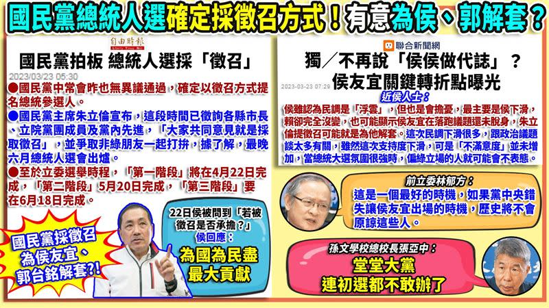 國民黨總統人選確定採「徵召」方式！于北辰：朱立倫可能保持自己選或事當副手的彈性。（圖／翻攝自94要客訴）