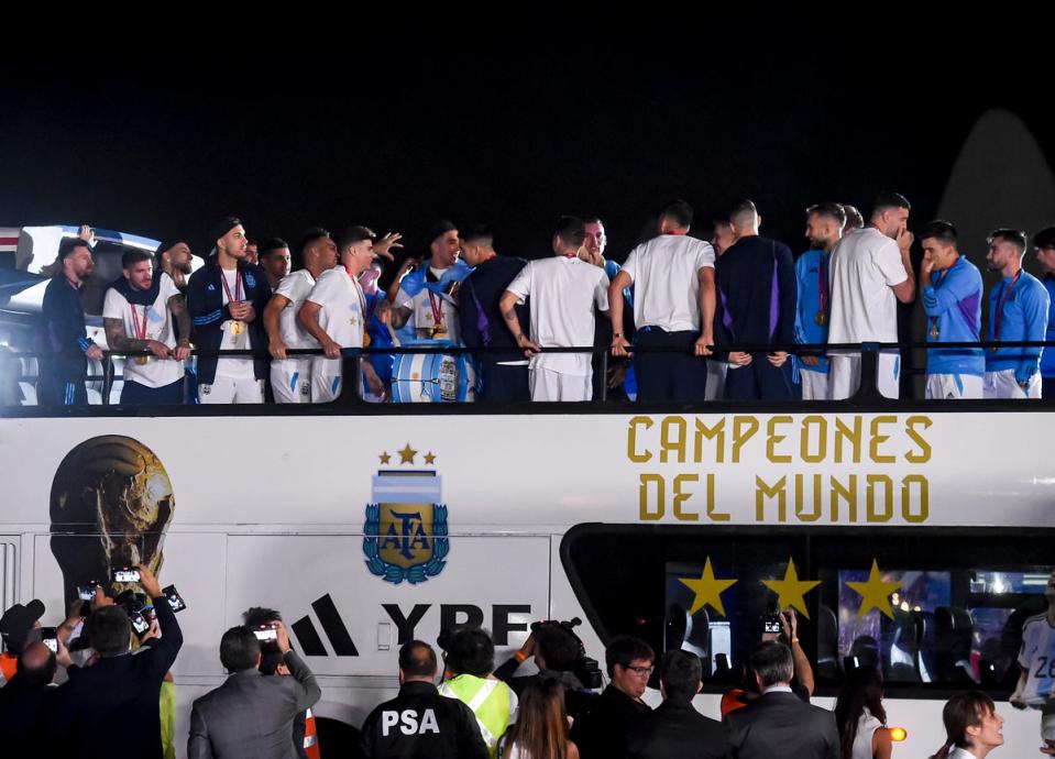 The team were transported on an open-top bus with the route packed with fans (Getty Images)