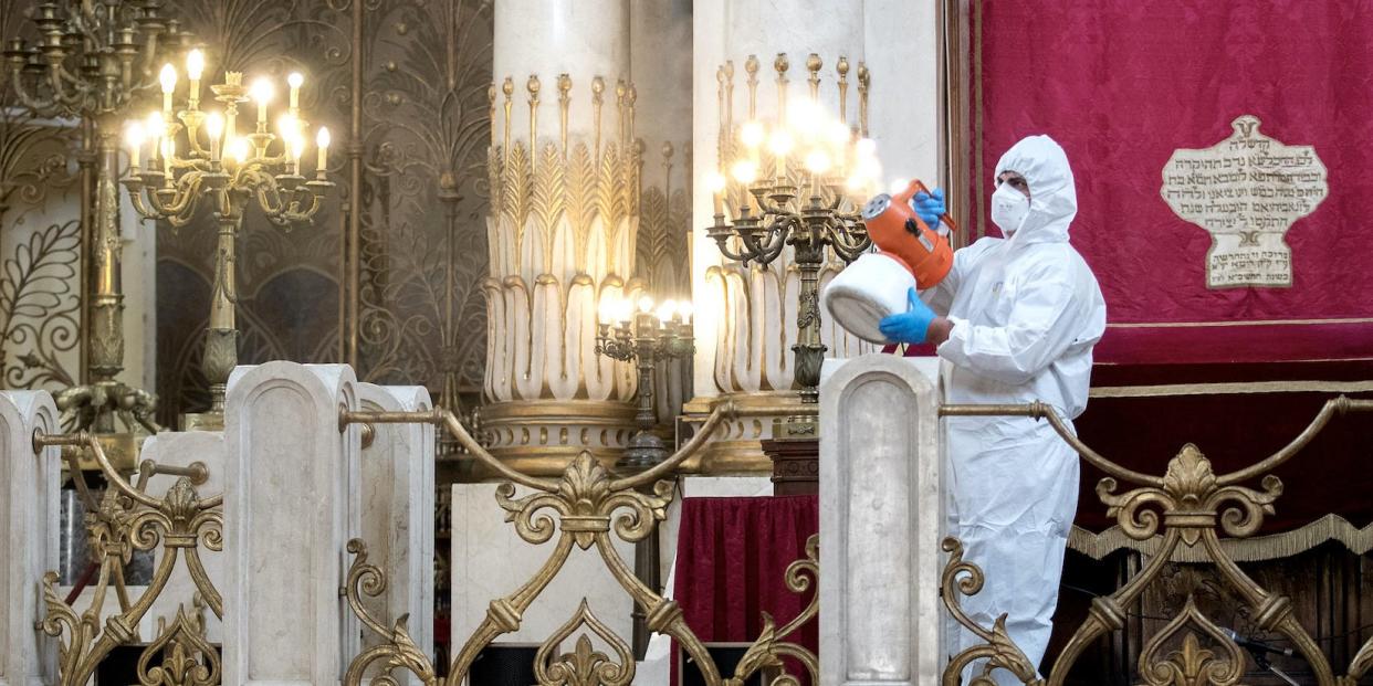 Italy synagogue disinfectant re-open May 18 Rome coronavirus