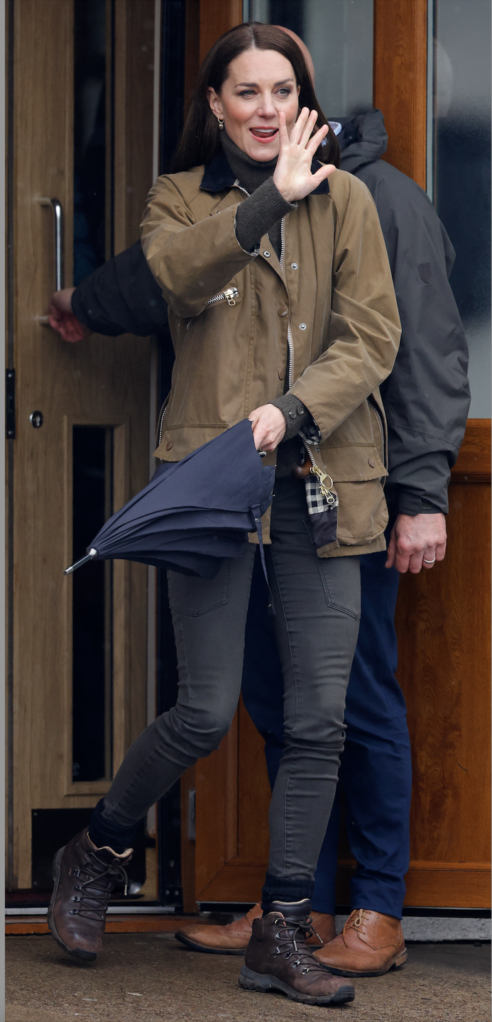 kate middleton in a waxed canvas jacket