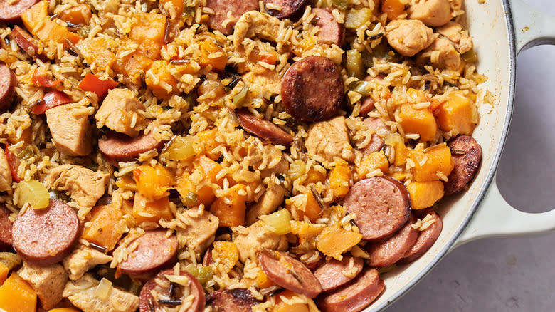 jambalaya in a skillet