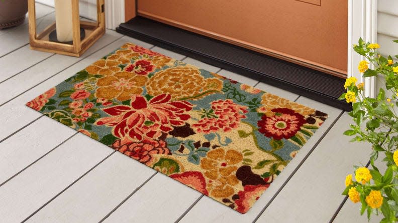 This bright doormat will welcome you home every day.