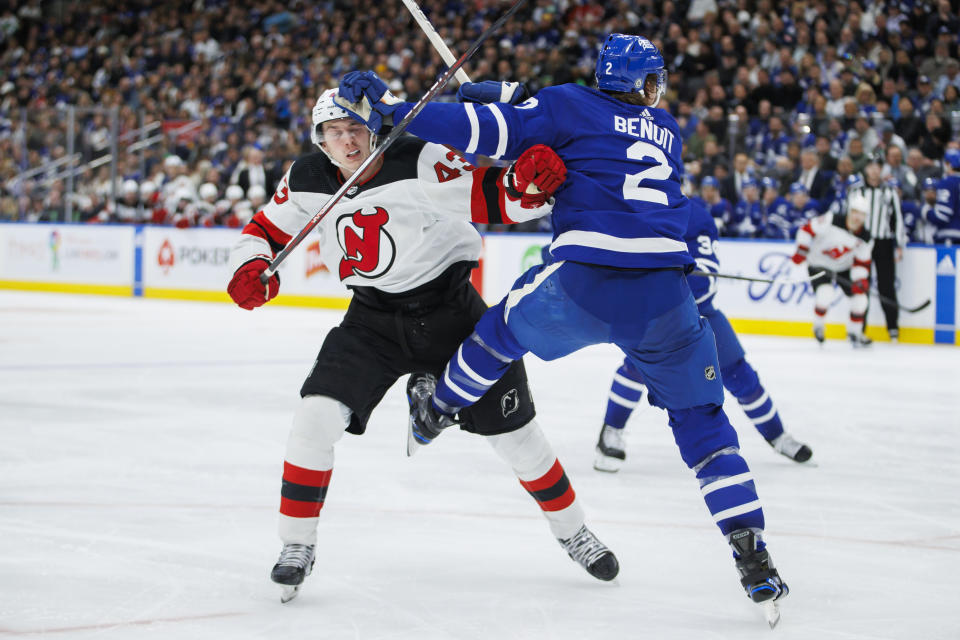 Hischier's 3point game leads Devils past Maple Leafs 63; Matthews