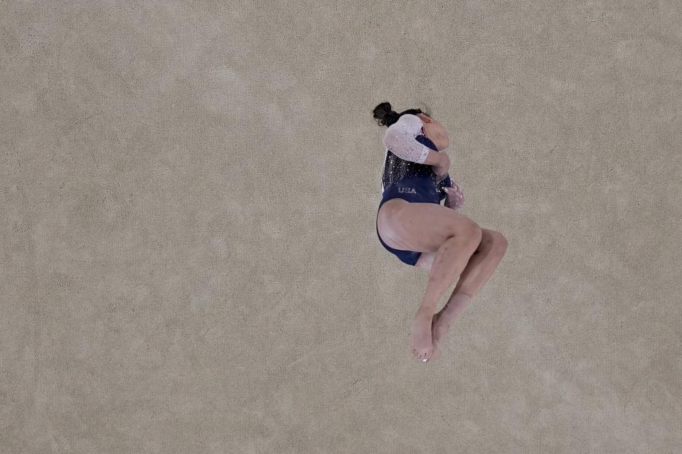 Sunisa Lee, of the United States, performs on the floor during the artistic gymnastics women's all-around final at the 2020 Summer Olympics, Thursday, July 29, 2021, in Tokyo. (AP Photo/Morry Gash)