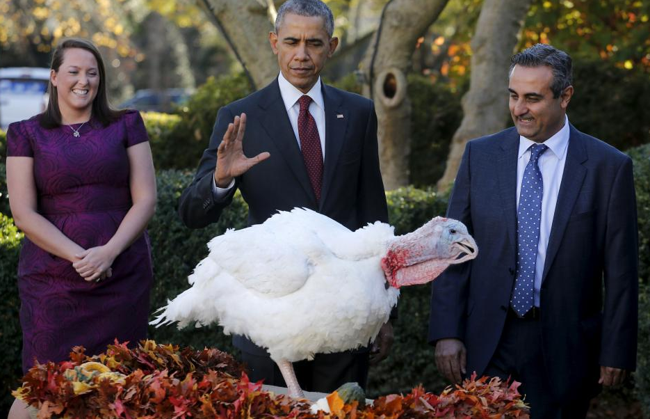 Photo: President Obama with the thanksgiving turkey