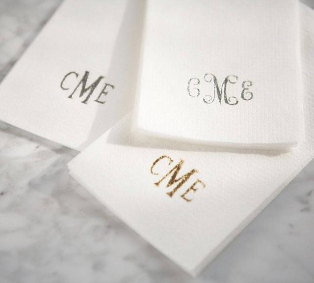 AuldHome Design Guest Towels (Set of 2); Be Our Guest Monogrammed Hand Towels White