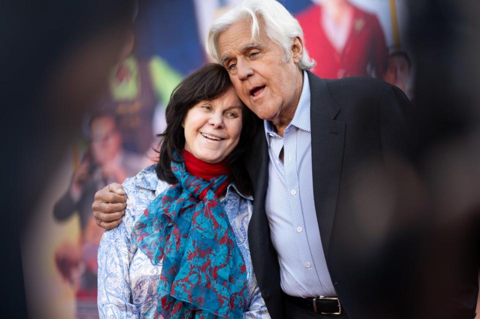 Mavis Leno and Jay Leno attend the Los Angeles Premiere of Netflix’s “Unfrosted” on April 30, 2024. WireImage