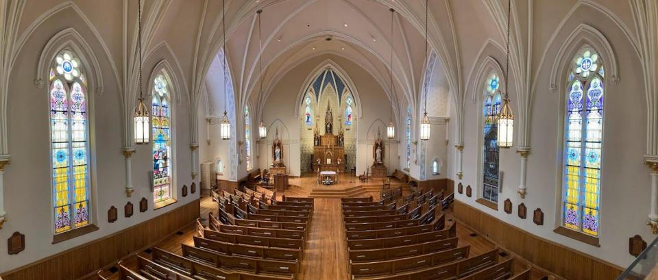 The current St. Mary Church, a Victorian Gothic structure, was dedicated Oct. 23, 1898.