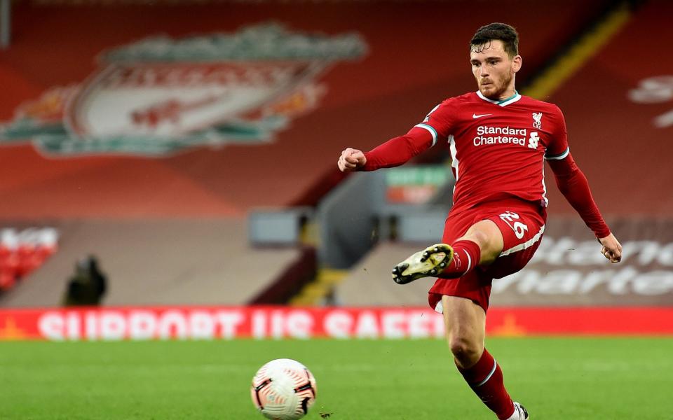 Andy Robertson playing for Liverpool - Andy Robertson pens 'love letter to Liverpool players, staff and fans' in new book narrating Premier League title - GETTY IMAGES