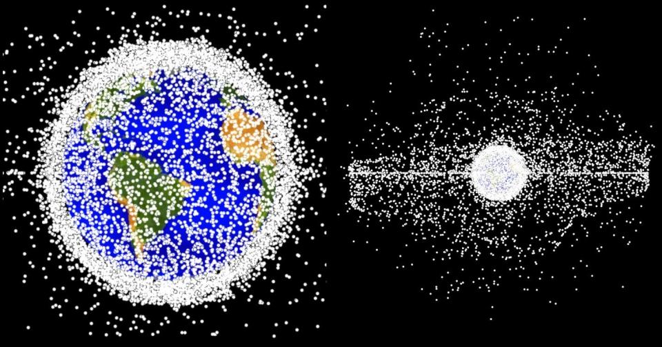 Side by side images of objects in LEO