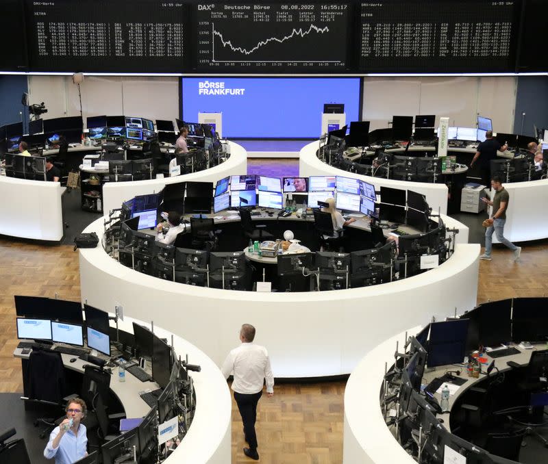 FILE PHOTO: German share price index DAX graph is pictured at the stock exchange in Frankfurt