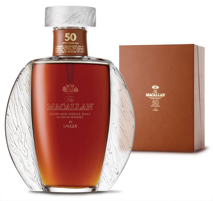 The Macallan whisky in a hand blown Lalique 50 glass decanter (Macallan/SWNS)