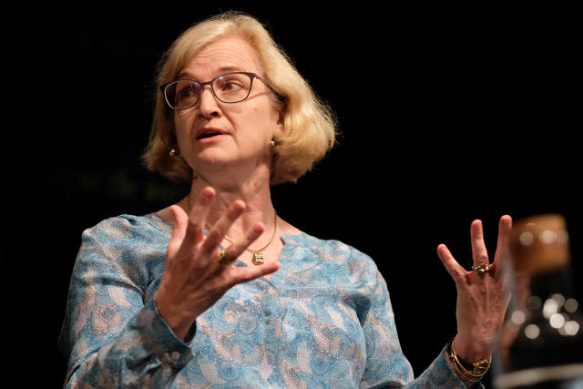 Hay Festival, Hay on Wye, UK - Wednesday 30th May 2018 - Amanda Spielman the Chief Inspector of OFSTED the regulatory body for education on stage at the Hay Festival - Photo Steven May / Alamy Live News