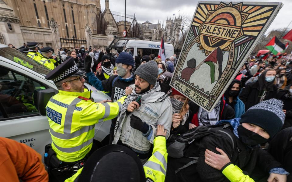 'Palestine will be free' was among the slogans on protesters' placards