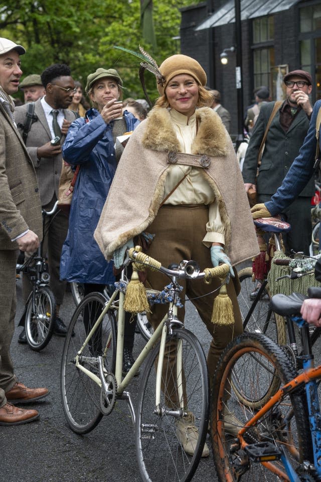 Riders donning their best tweed cycle along London streets for annual event