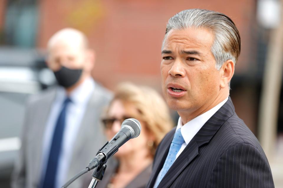 California Attorney General Rob Bonta speaks during a news conference in Francisco on Nov. 15, 2021.