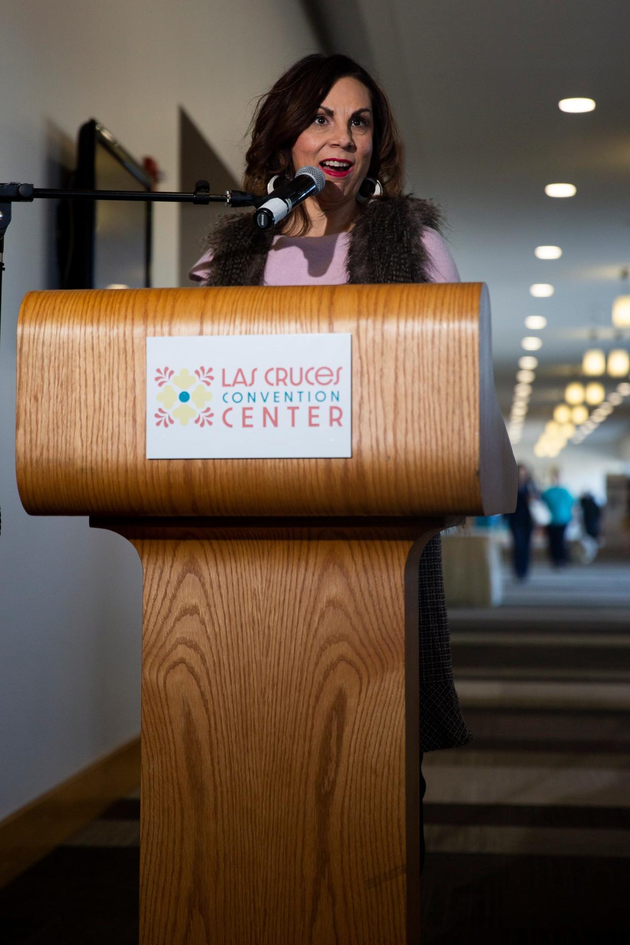 Kasandra Gandara, mayor pro-tem and District 1 councilor, speaks during the PowerUp Conference on Friday, Jan. 20, 2023, at the Las Cruces Convention Center. 