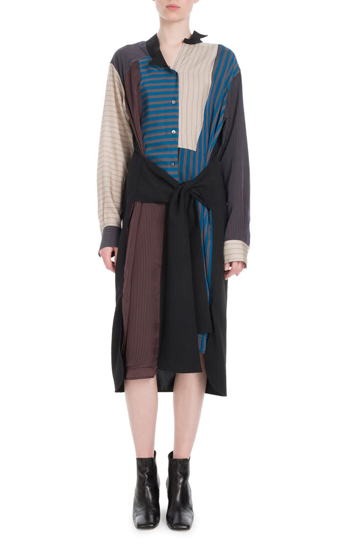 Loewe Long-Sleeve Patchwork Shirt Dress