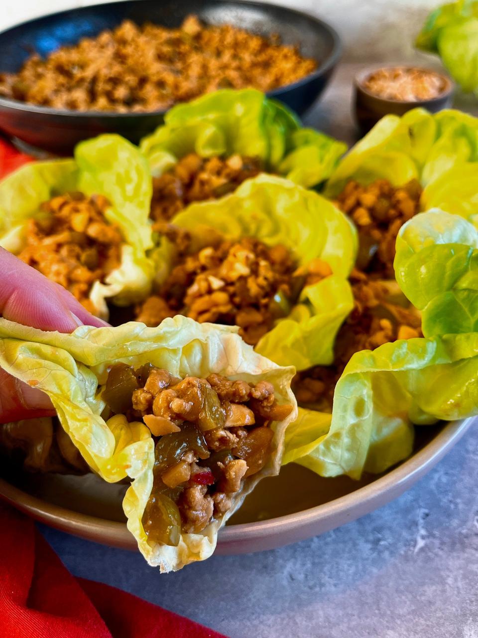 Sweet and savory chicken lettuce wraps are a great weeknight dinner.