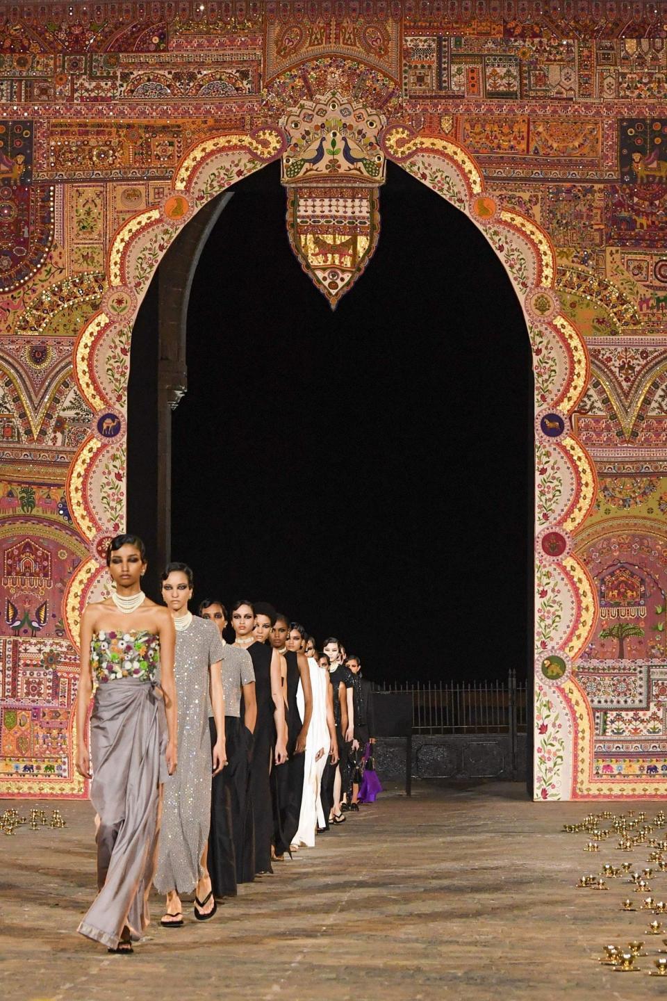 Tapestries made by local artisans decorated the Gateway to India - getty