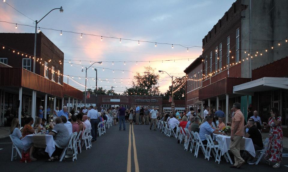 The sun sets as the Portland Farm to Table Dinner is underway on Saturday, August 12, 2022.