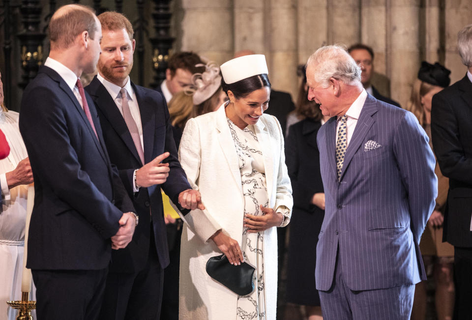 Meghan and Charles chat to each other ahead of the Commonwealth Day service in March [Photo: PA]