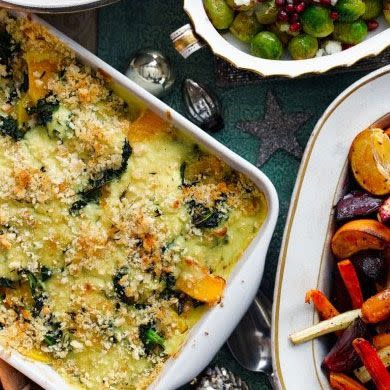 vegetarian christmas recipe squash and kale gratin