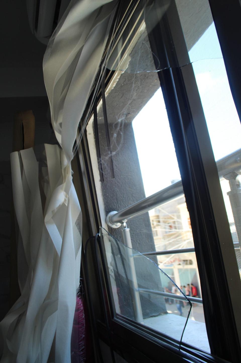 Broken windows due to the effects of Israeli shelling at the Jabaliyya Hospital (AWDA)